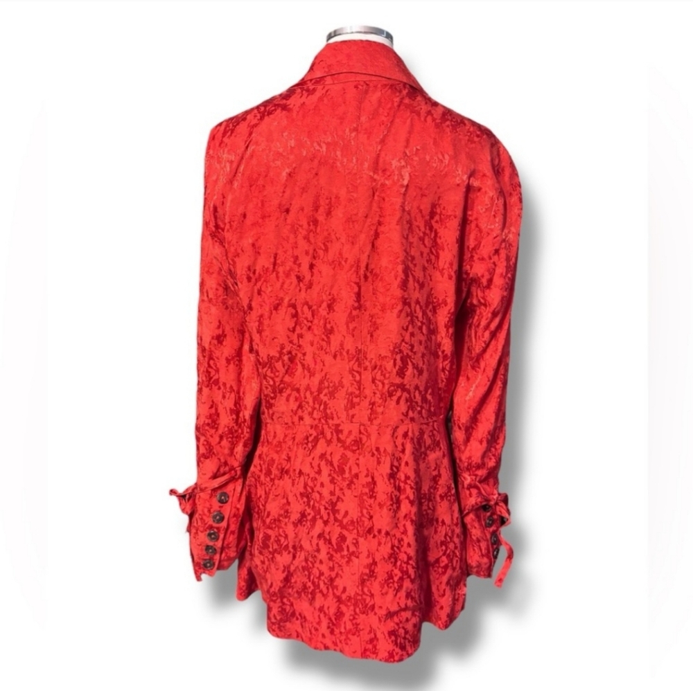 FREE PEOPLE Stella Satin Jacquard Blazer Sienna Red - Picture 4 of 8